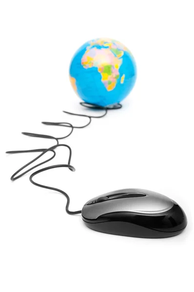Ordenador ratón y globo - gobernando el mundo — Foto de Stock