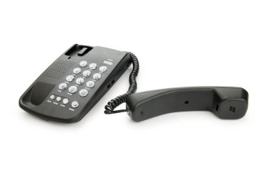 izole beyaz zemin üzerine siyah telefon