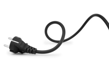 Black electric cable isolated on white clipart