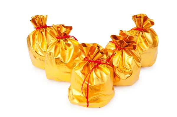 Sacos dourados cheios de algo bom — Fotografia de Stock