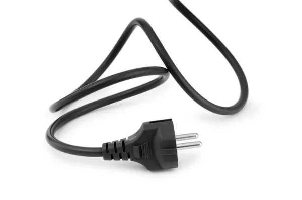 Elszigetelt fehér fekete elektromos kábel — Stock Fotó
