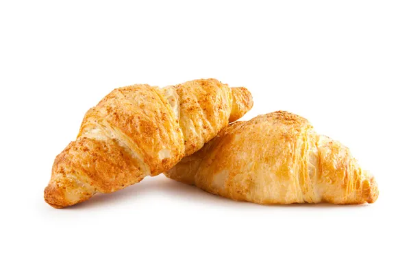 Ontbijt concept - croissant geïsoleerd op wit — Stockfoto