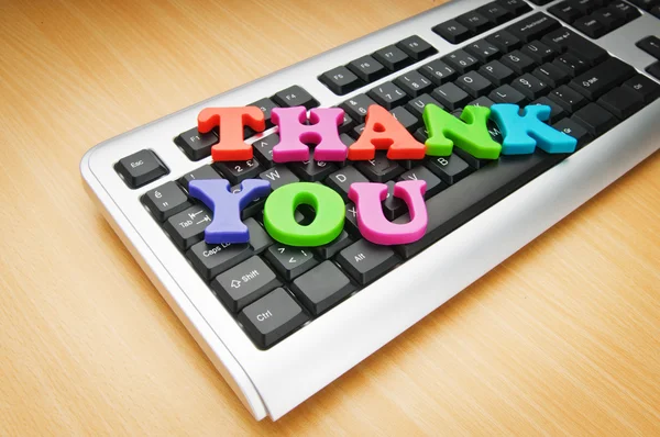 Messaggio di ringraziamento sulla tastiera — Foto Stock