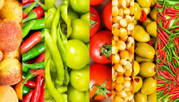 多くのさまざまな果物や野菜のコラージュ — ストック写真
