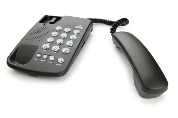 Черный телефон изолирован на белом фоне — стоковое фото
