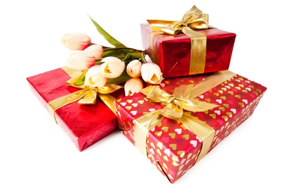 Gift boxes isolated on the white background — Stock Photo, Image