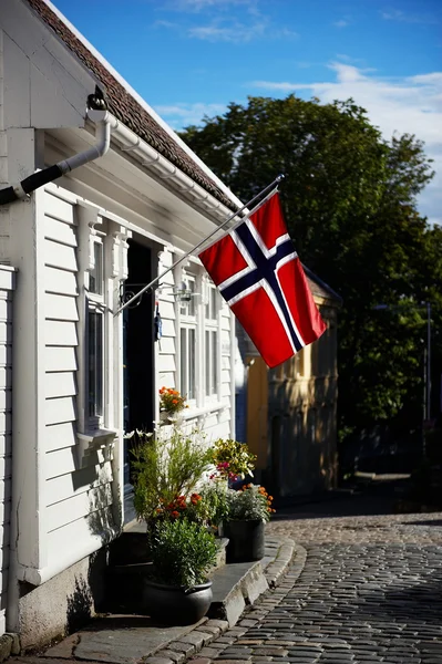 Vecchia parte di Stavanger, Norvegia Immagini Stock Royalty Free