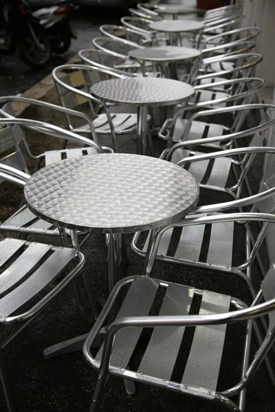 Столы Ресторана Тротуаре Города — стоковое фото