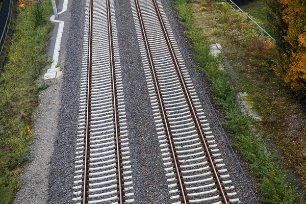 Eisenbahn Der Blick Von Oben Auf Schienen — Stockfoto