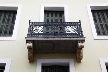 Balcony with a metal handrail, Athens, Greece clipart