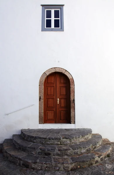 Entrée Dans Église Une Porte Contre Mur Blanc — Photo