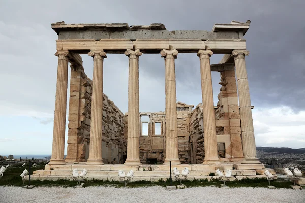Эрехтеум Древнегреческий Храм Северной Стороне Акрополя Афин Греции — стоковое фото