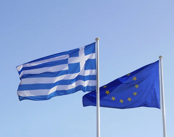 Flags Greece European Union — Stock Photo, Image