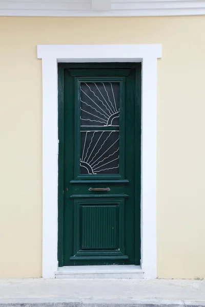 Porta Verde Una Parete Casa — Foto Stock