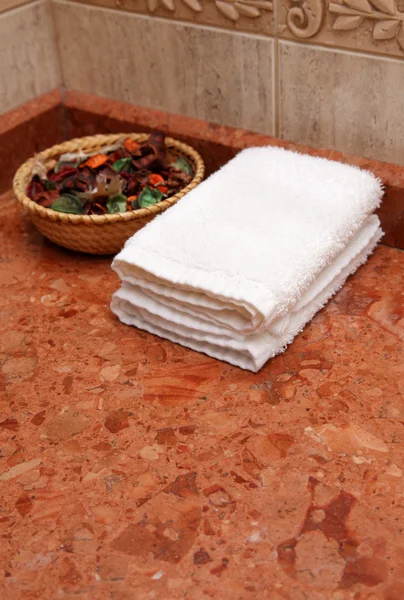 Pure Towels Marble Table Top — Stock Photo, Image