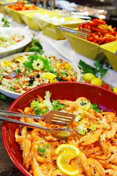 Shrimps Salads Table — Stock Photo, Image