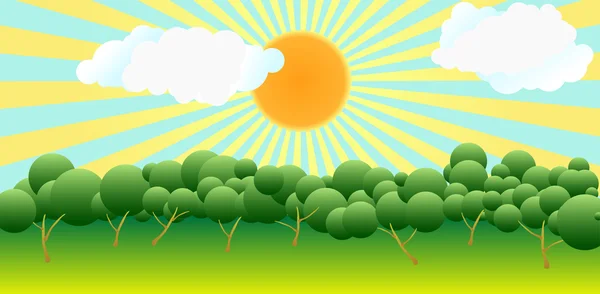 木の上の太陽 — ストックベクタ