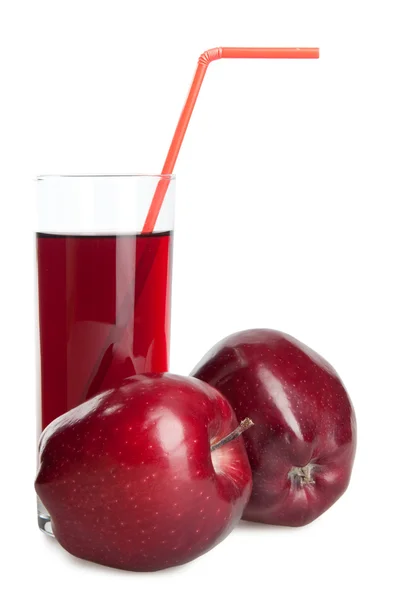 Červená jablka s červenou šťávou — Stock fotografie