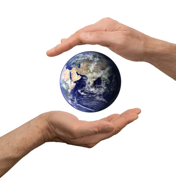 Arm hold earth — Stock Photo, Image