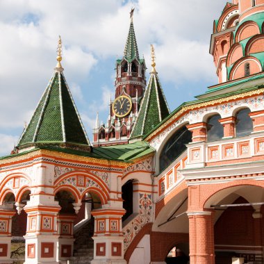 St. Basil's Cathedral in Moscow on red square clipart