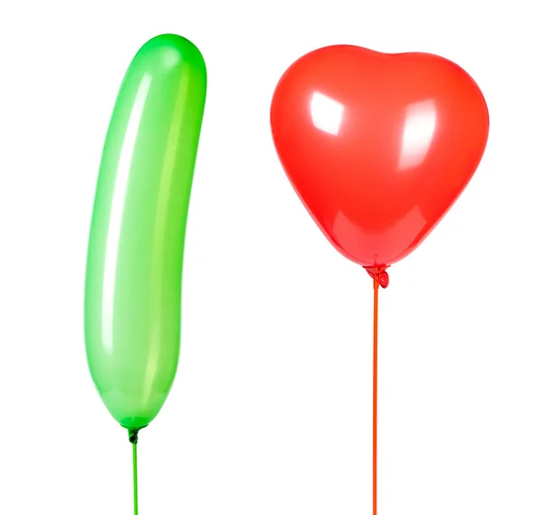 Zwei Luftballons Isoliert Auf Weiß — Stockfoto