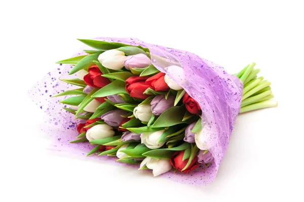 Kytice Tulipánů Izolovaných Bílém — Stock fotografie