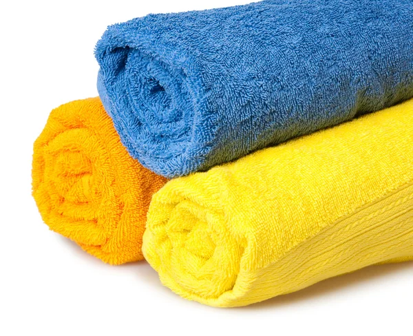Farbige Handtücher Isoliert Auf Weiß — Stockfoto