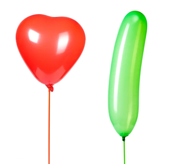 Twee Ballonnen Geïsoleerd Wit — Stockfoto