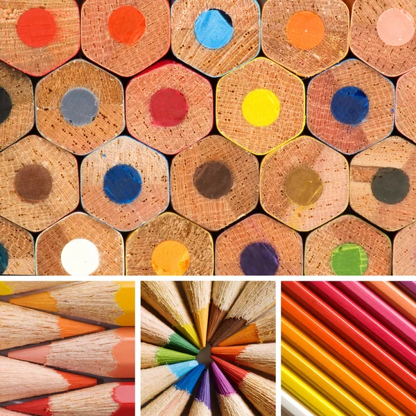 Kleur Potloden Collage — Stockfoto