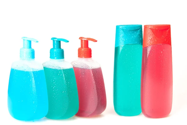 Flytande tvål, gel, schampo — Stockfoto