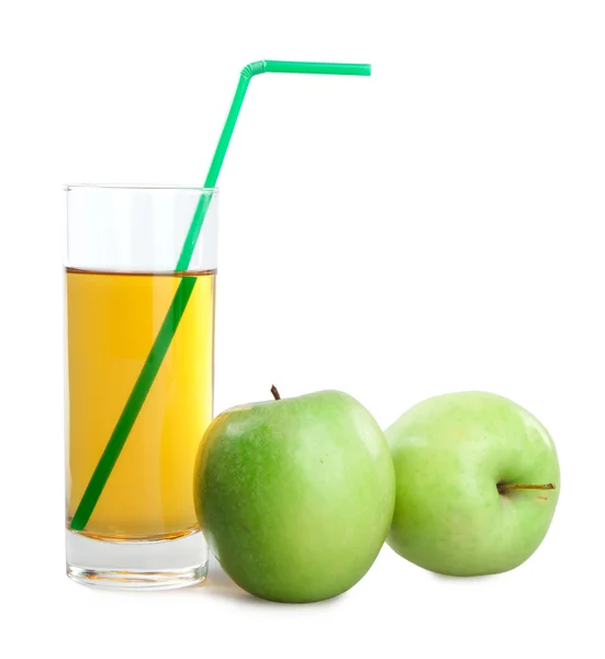 Zelená jablka a šťáva — Stock fotografie