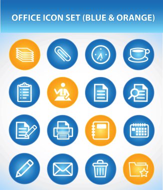 Office Icon Set (Blue & Orange) clipart