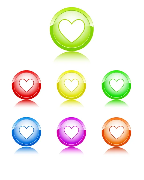 Iconos de color corazón — Vector de stock