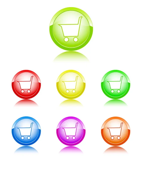 Icônes de couleur panier — Image vectorielle