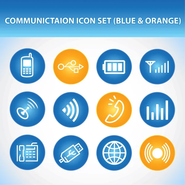 Communication Icon Set (Blue & Orange — Stock Vector