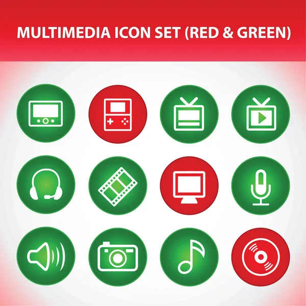 Multimedia Icon Set — Stock Vector