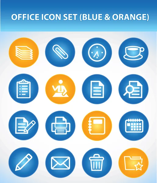 Bürosymbolset (blau & orange)) — Stockvektor