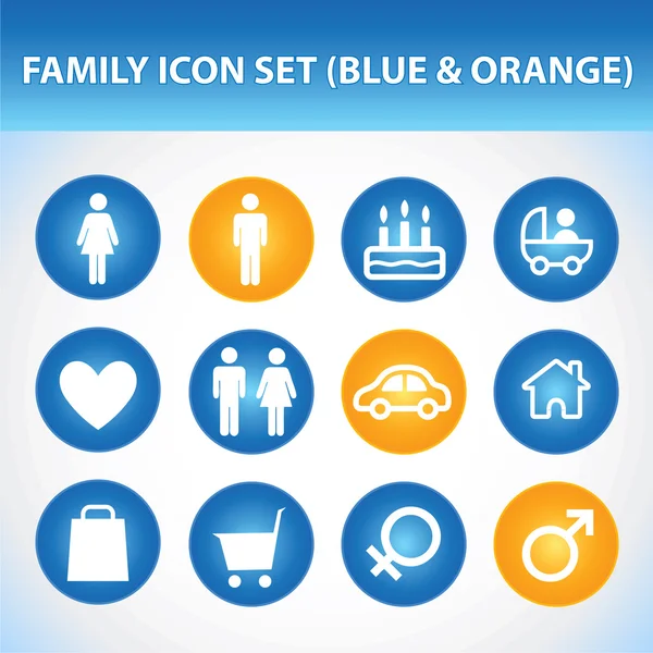 Семейный набор икон (синий) — стоковый вектор