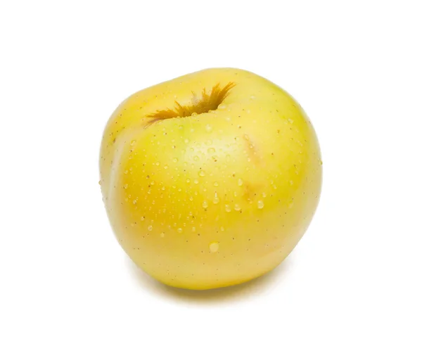Măr galben copt pe alb — Fotografie, imagine de stoc