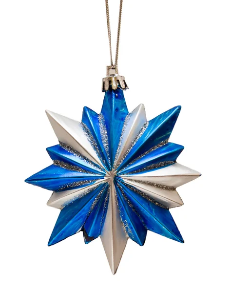 Голубая рождественская звезда на белом фоне — стоковое фото