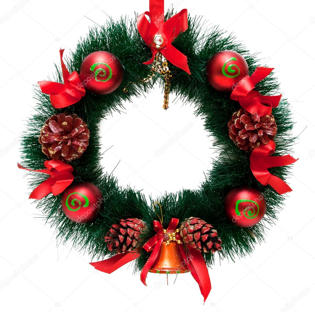 Christmas Tree Decoration garland. Isolated over white backgroun
