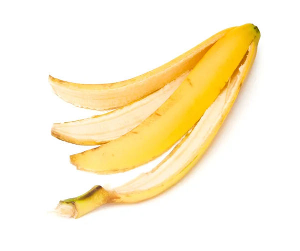 Bananenschil geïsoleerd op de witte achtergrond — Stockfoto