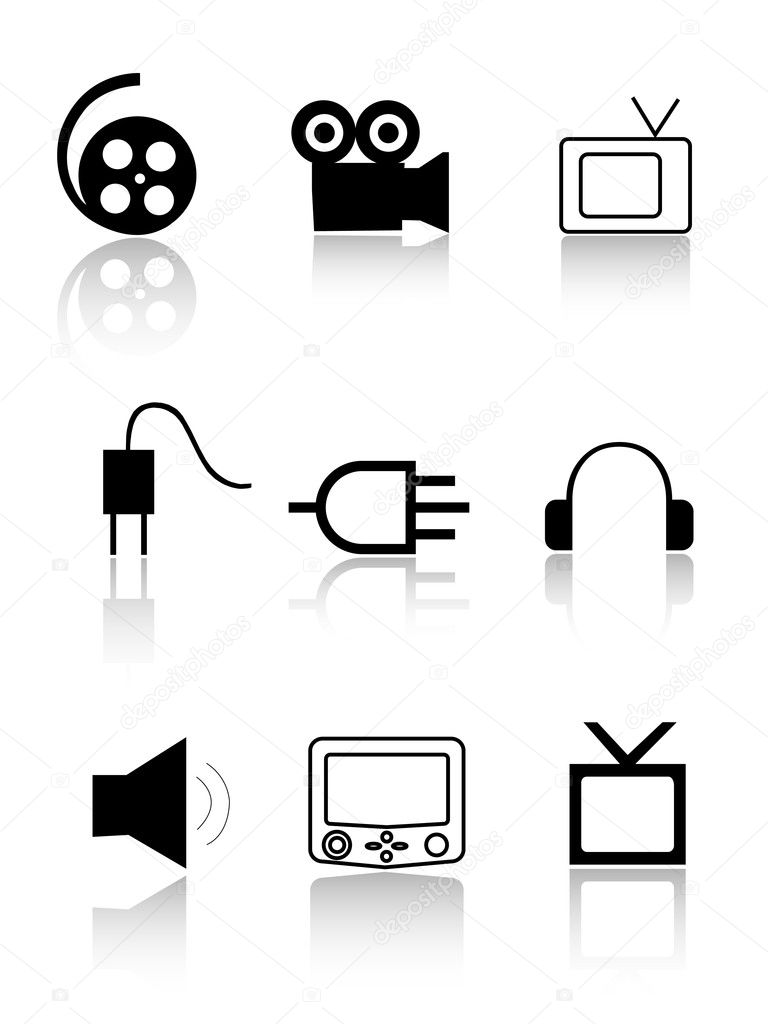 Cinema and TV icons. Cinema and TV signs