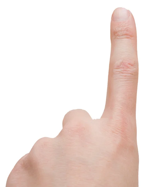 Single finger on a white background. Arm First — Stock Photo, Image