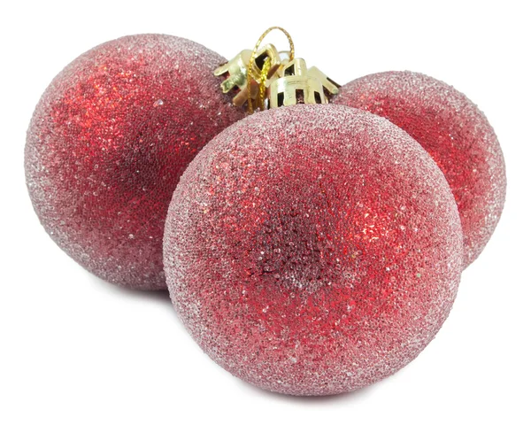 Três bola de Natal vermelho no fundo branco — Fotografia de Stock