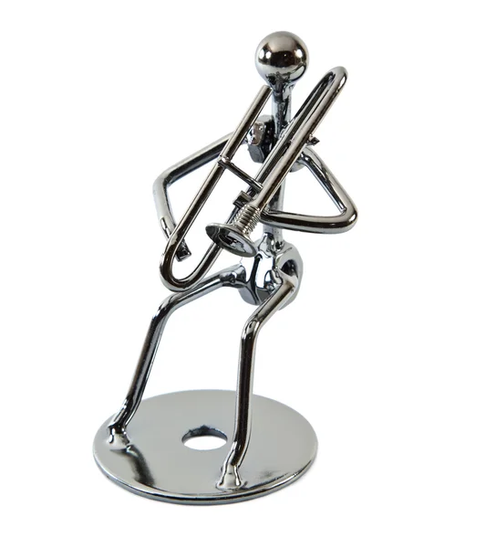 Figura Músico de hierro, tocando la trompeta —  Fotos de Stock