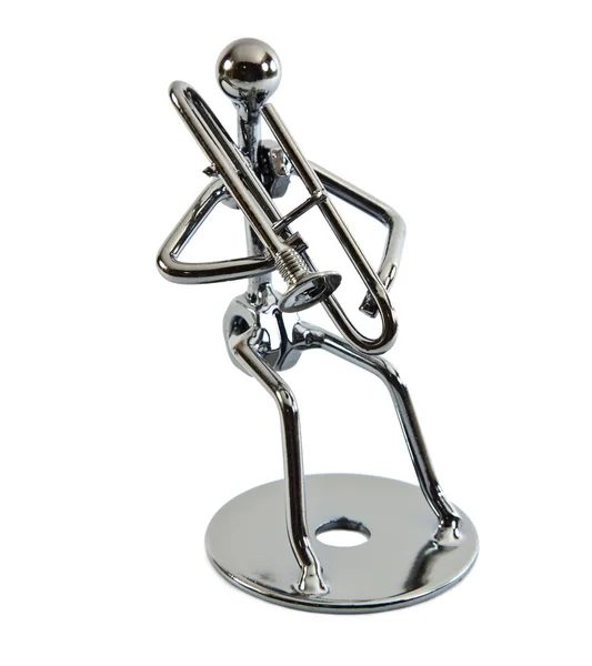 Figurine Músico de ferro, tocando trompete — Fotografia de Stock