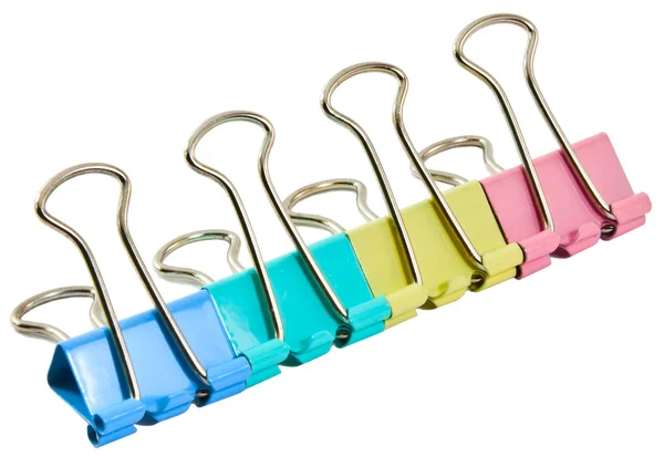 Kanceláře barevné clothespins na bílém pozadí — Stock fotografie