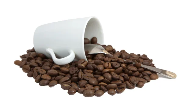 Koppen med kaffe på en vit bakgrund — Stockfoto
