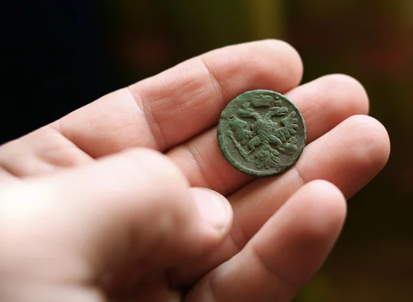 Древнерусские Монеты Красивом Патине — стоковое фото
